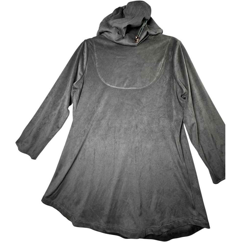 Gretchen Scott Womens Gray Hooded Henley Tunic Top Size S A-Line Pullover - Picture 3 of 6